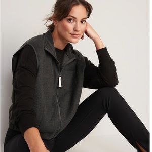 NWT Old Navy Fleece Full-Zip Vest Charcoal Grey Heather Size XS